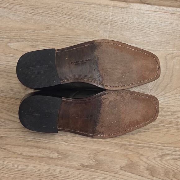 Stacy Adams Olive Green Leather Derby Dress Shoes Mens Size 9.5M Square Toe - Picture 5 of 9